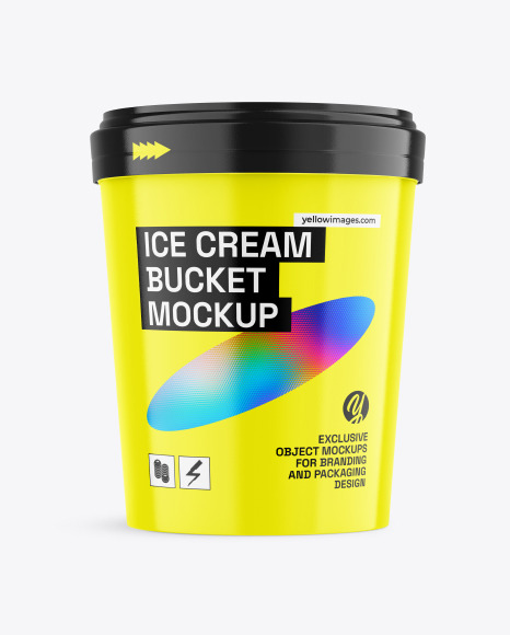 Glossy Ice Cream Bucket Mockup