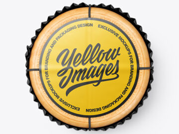 Cheese Wheel w/ Kraft Сorrugated Paper Wrapping & Label Mockup