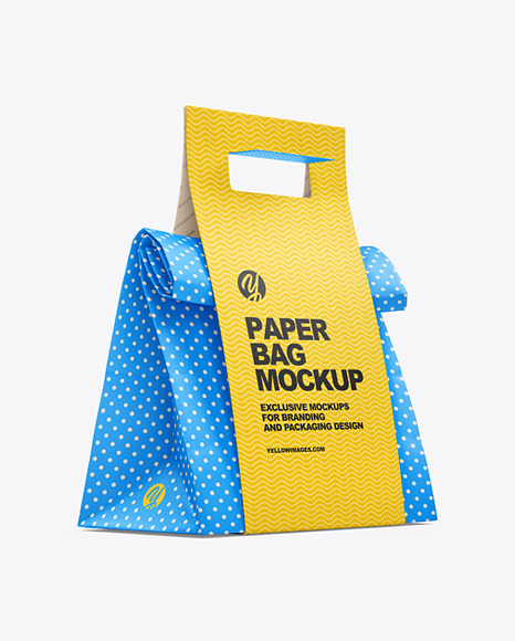 Paper Bag in Carton Holder with Handle Mockup