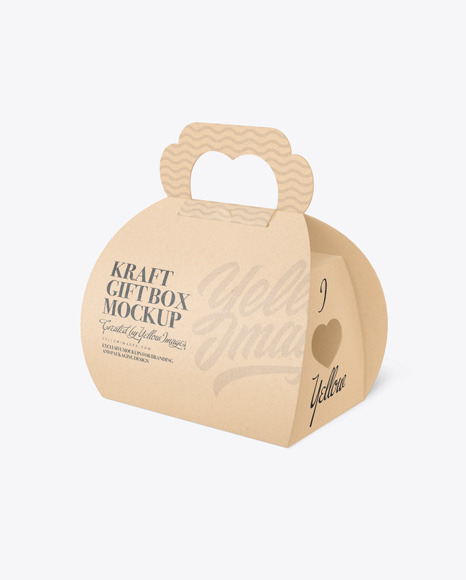 Kraft Gift Box W/ Handle Mockup