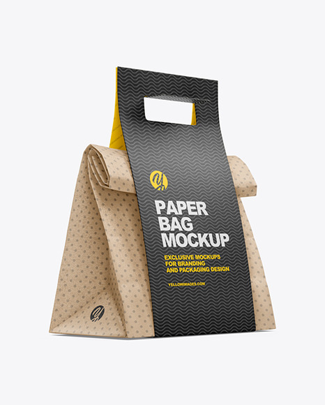 Kraft Paper Bag in Carton Holder with Handle Mockup