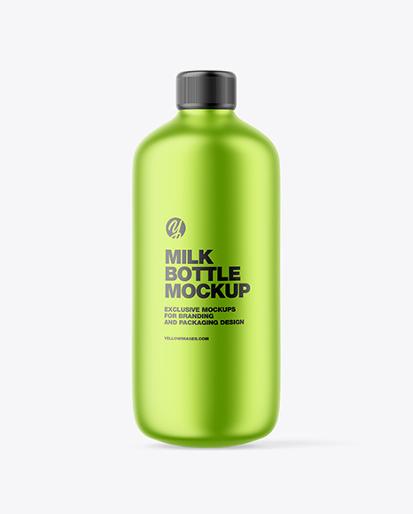 Metallic Milk Bottle Mockup