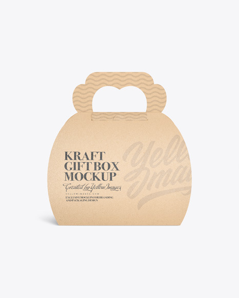 Kraft Paper Gift Box w/ Handle Mockup