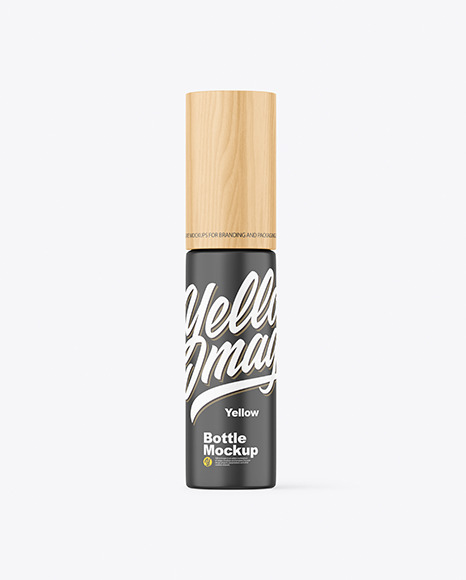 Matte Cosmetic Bottle With Wood Cap Mockup