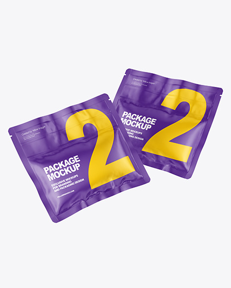 Two Glossy Pouches Mockup