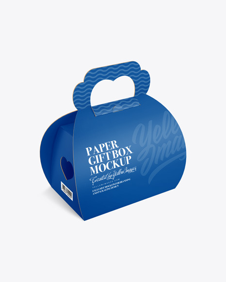 Paper Gift Box W/ Handle Mockup
