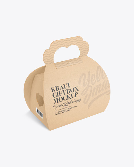 Kraft Gift Box W/ Handle Mockup