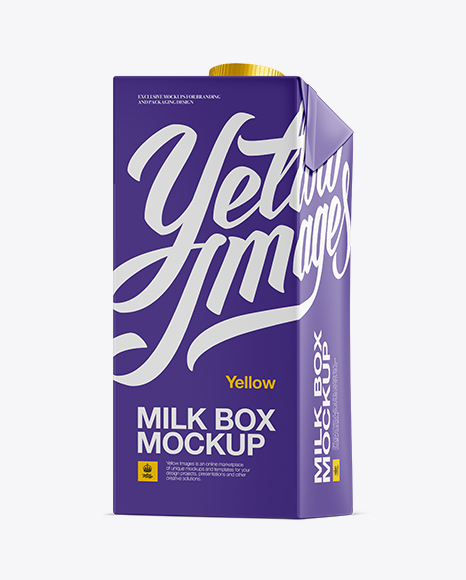200ml Milk Carton Package Mockup Back 3/4 View