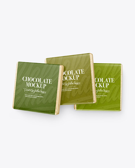 Three Chocolate Bars in Kraft Packaging Mockup