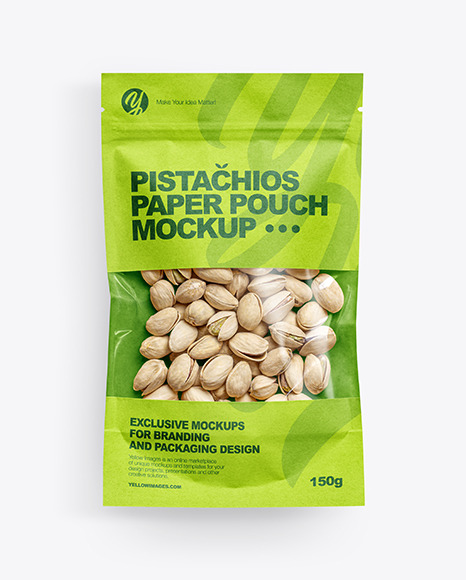 Kraft Paper Pouch with Pistachios Mockup