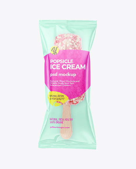 Pink Fruit Popsicle Ice Cream with Sprinkles Mockup