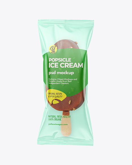 Chocolate Popsicle Ice Cream with Nuts Mockup