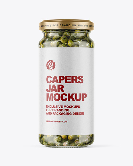 Clear Glass Jar with Capers Mockup