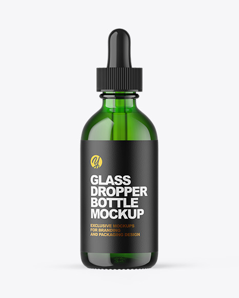 Green Glass Dropper Bottle Mockup