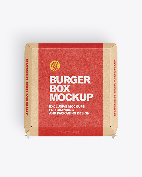 Kraft Burger Box Mockup - Top View