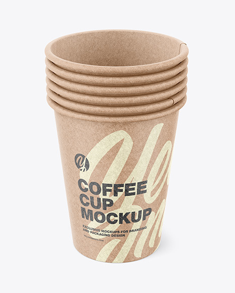 Stack of Kraft Coffee Cups Mockup