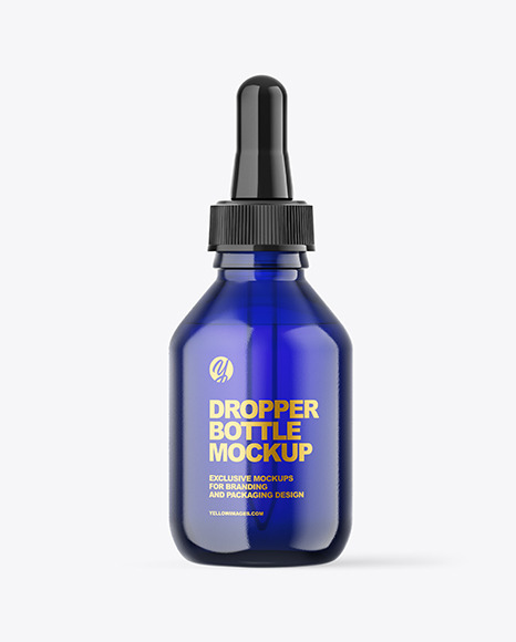Blue Glass Dropper Bottle Mockup