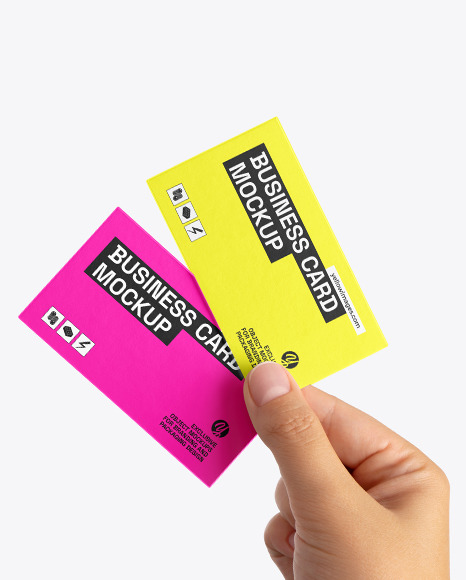 Business Cards in a Hand Mockup