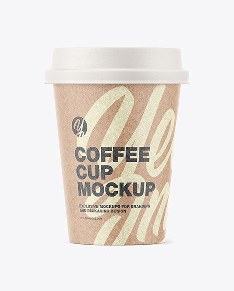Kraft Coffee Cup with Biodegradable Lid Mockup