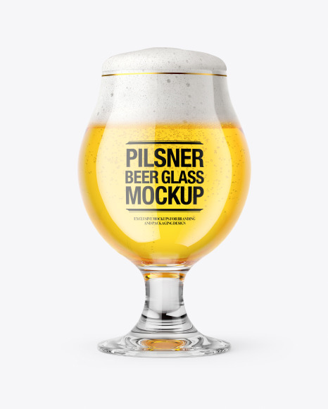 Tulip Glass With Pilsner Beer Mockup