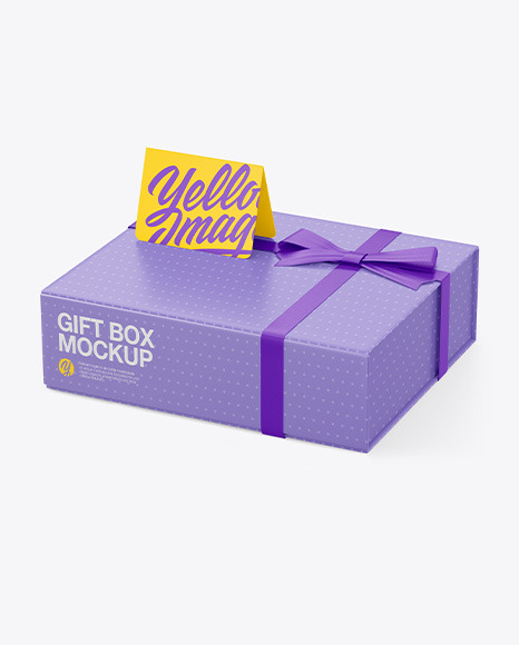 Paper Gift Box w/ Giftcard Mockup