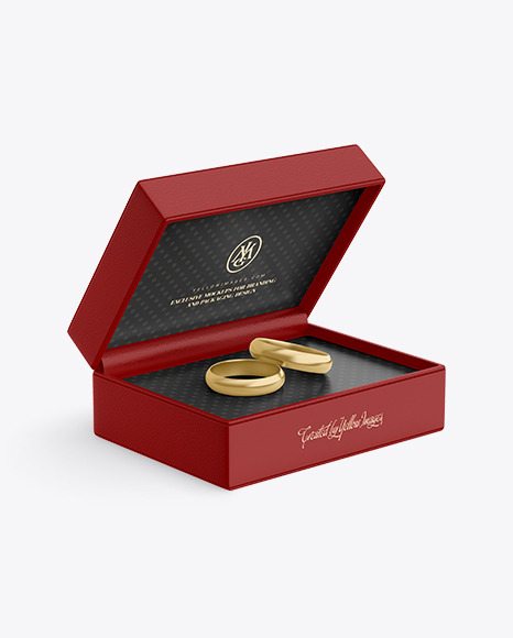 Jewelry Case with Wedding Rings Mockup
