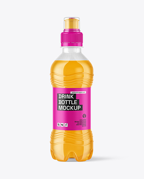Clear PET Orange Drink Bottle Mockup