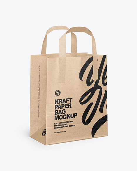 Kraft Paper Bag w/ Handles Mockup