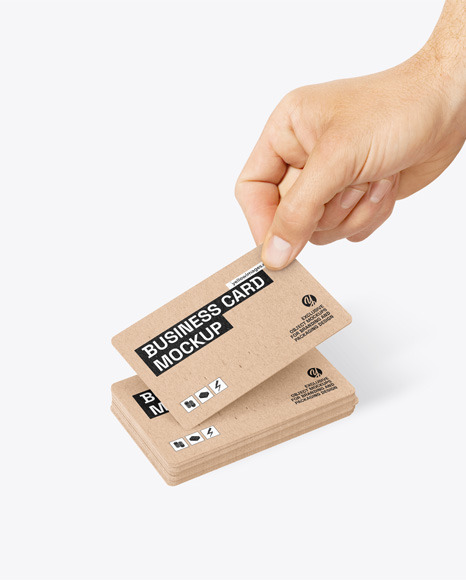 Kraft Business Card in a Hand Mockup