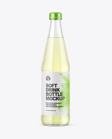 Clear Glass Soft Drink Bottle Mockup