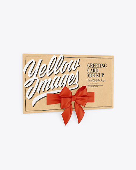 Kraft Greeting Card with Matte Bow Mockup