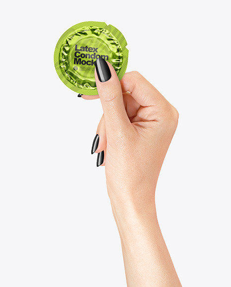 Matte Metallic Condom Packaging in a Hand Mockup