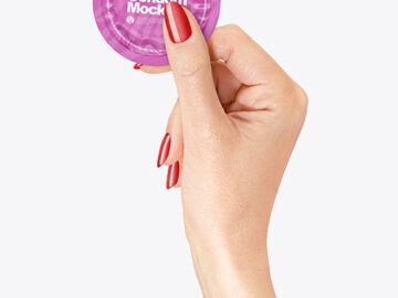 Matte Condom Packaging in a Hand Mockup