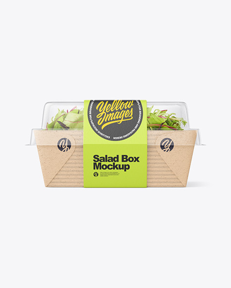 Kraft Paper Salad Box w/ Clear Plastic Lid Mockup