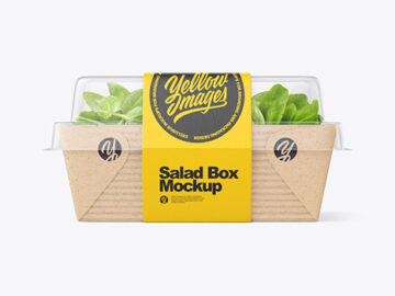 Kraft Paper Salad Box w/ Clear Plastic Lid Mockup
