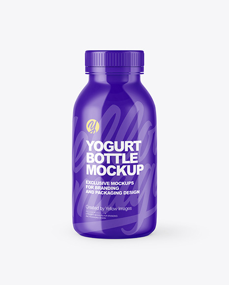 250ml Glossy Plastic Yogurt Bottle Mockup