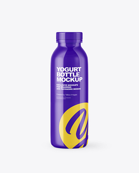 450ml Glossy Plastic Yogurt Bottle Mockup