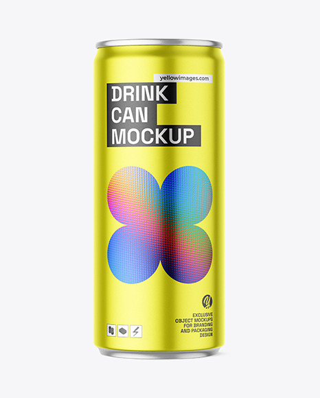 Drink Can w Metallic Finish Mockup