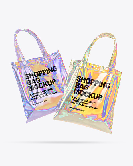 Holographic Shopping Bags Mockup