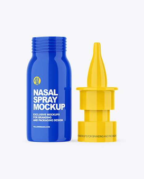 Opened Glossy Nasal Spray Bottle Mockup