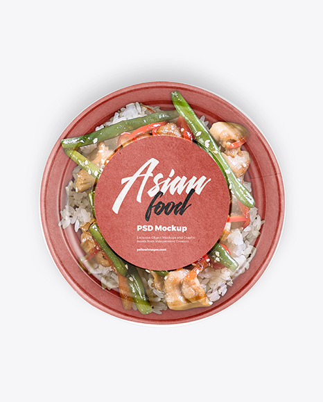 Paper Bowl with Asian Food Mockup
