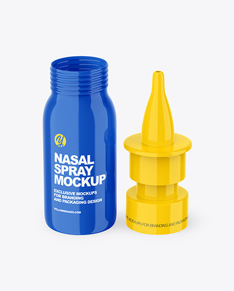 Opened Glossy Nasal Spray Bottle Mockup