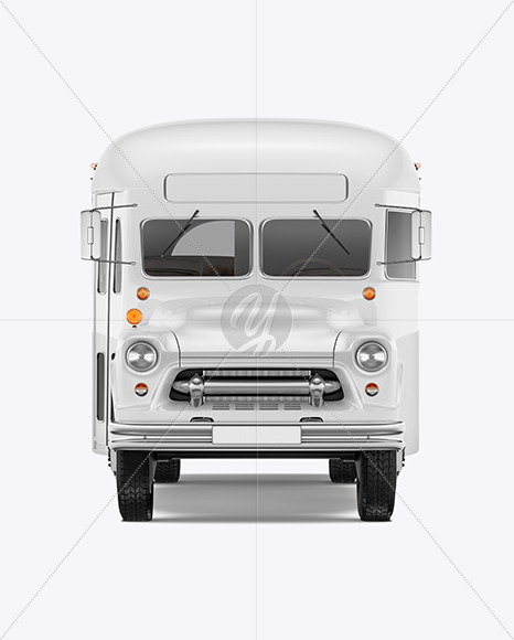 Old School Bus Mockup - Front View