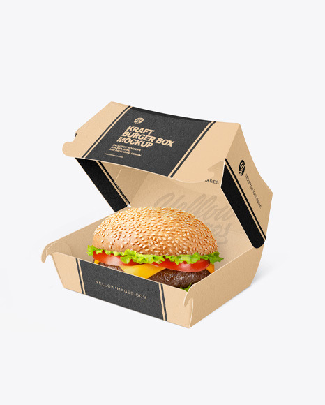 Kraft Paper Box w/ Burger Mockup