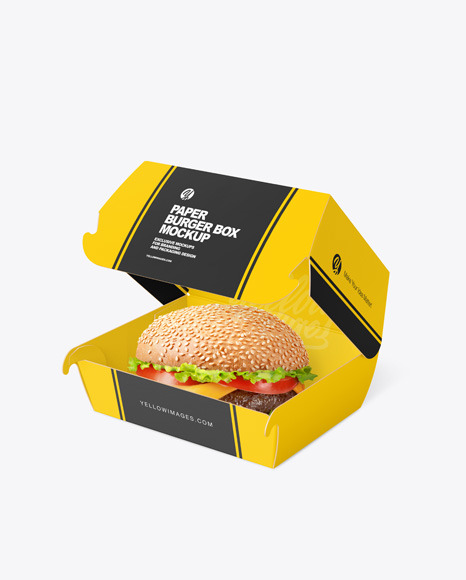 Paper Burger Box/ w Burger Mockup