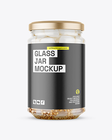 Clear Glass Jar with Pickled Onion Mockup