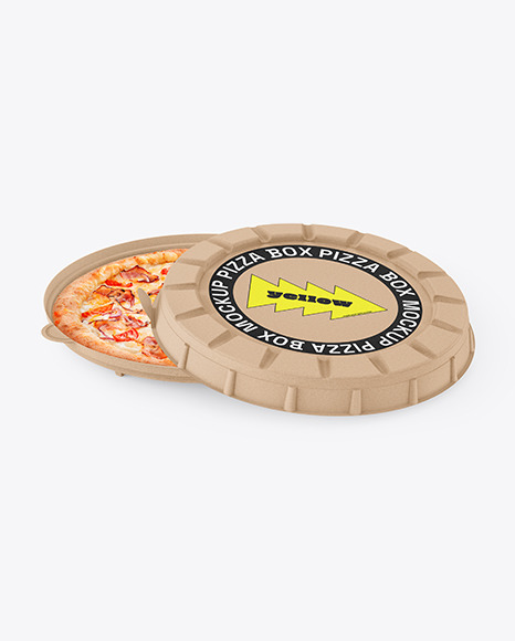 Kraft Round Pizza Box Mockup