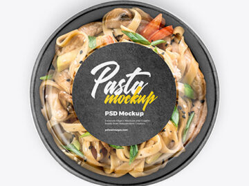Paper Bowl with Pasta Mockup