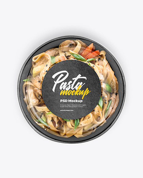 Paper Bowl with Pasta Mockup