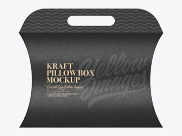 Kraft Paper Pillow Box W/ Handle Mockup
